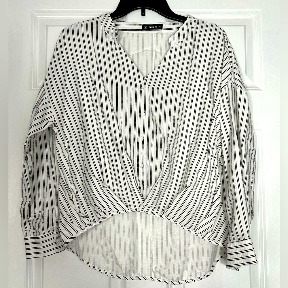 SHEIN black and white stripe blouse